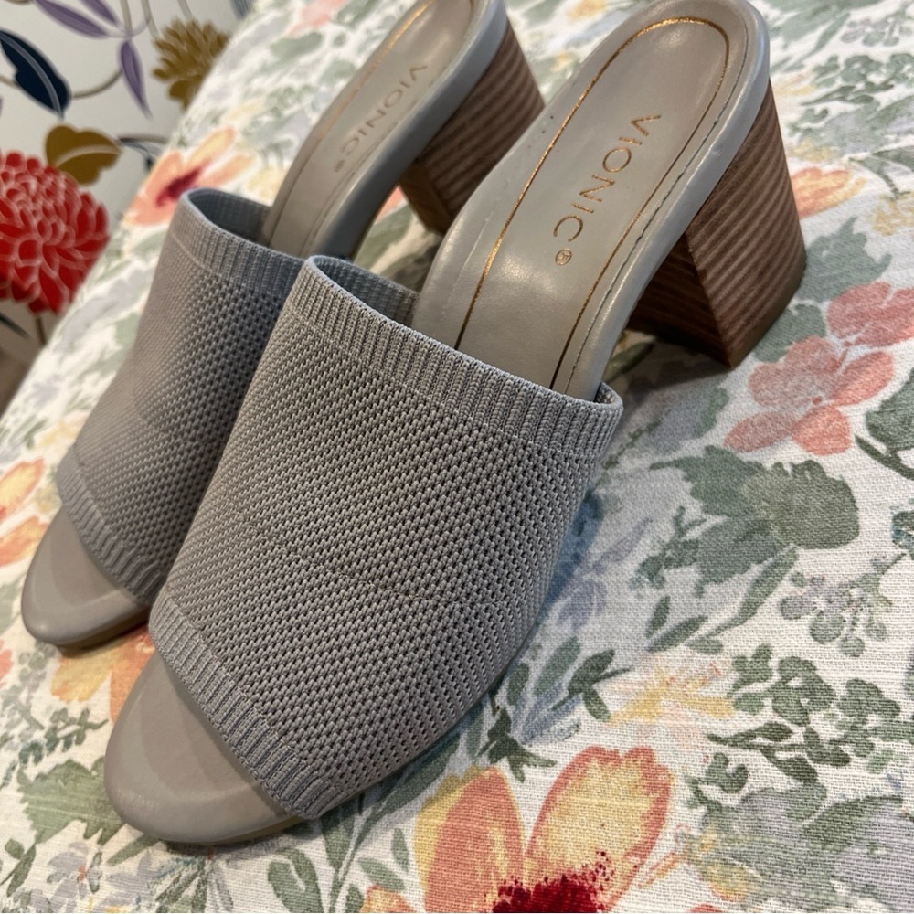 Vionic Gray Mules with Perforated Design - Picture 2 of 12